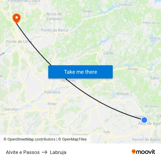Alvite e Passos to Labruja map