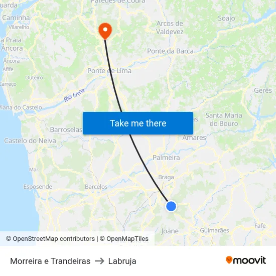 Morreira e Trandeiras to Labruja map