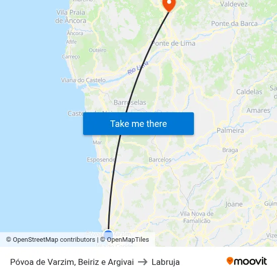 Póvoa de Varzim, Beiriz e Argivai to Labruja map