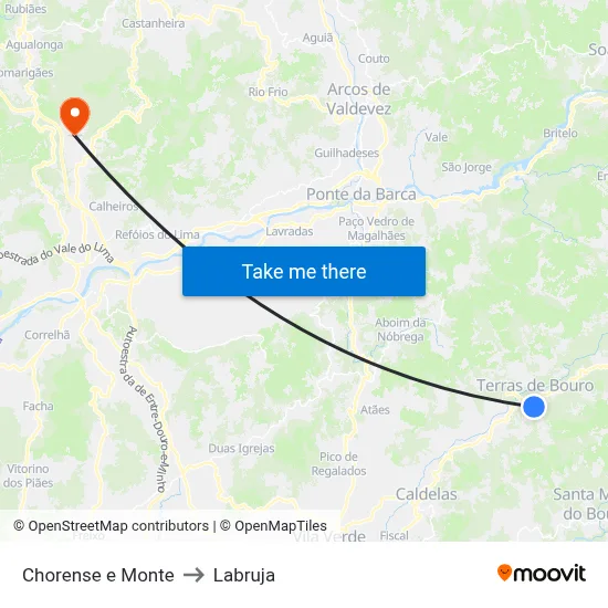 Chorense e Monte to Labruja map