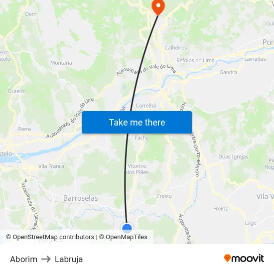 Aborim to Labruja map