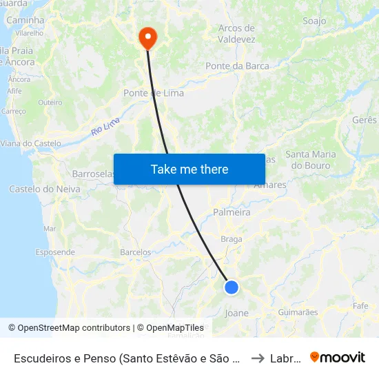 Escudeiros e Penso (Santo Estêvão e São Vicente) to Labruja map
