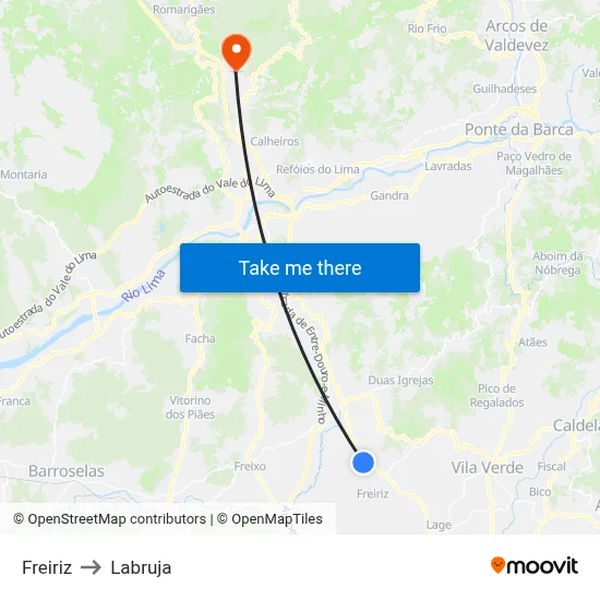 Freiriz to Labruja map