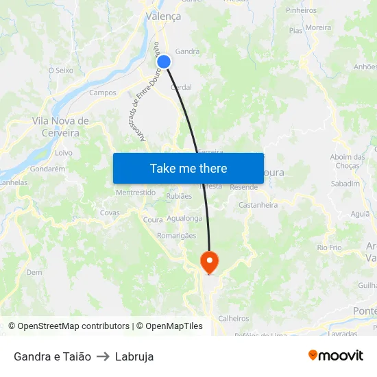 Gandra e Taião to Labruja map