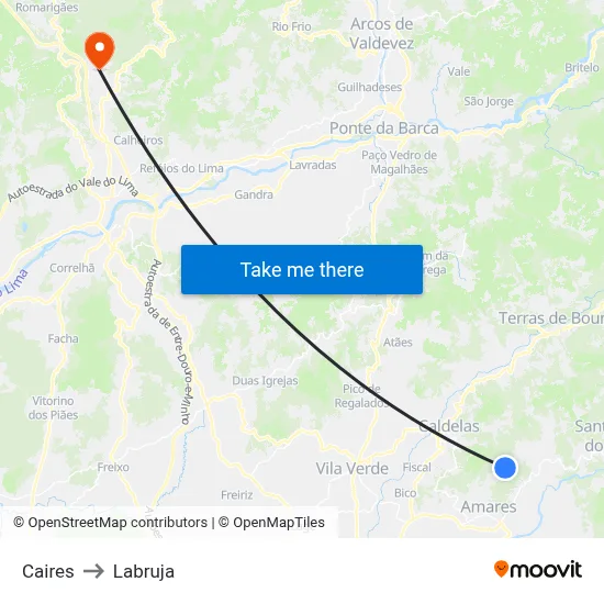 Caires to Labruja map