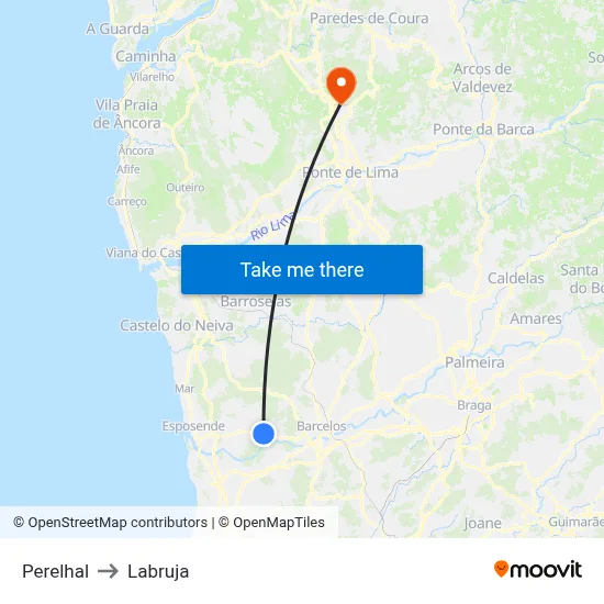 Perelhal to Labruja map