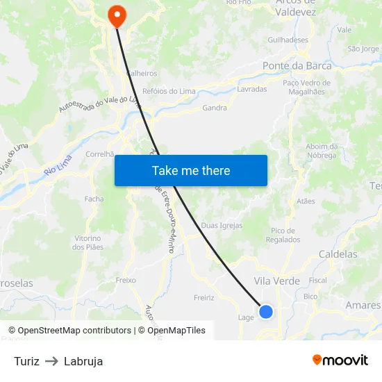 Turiz to Labruja map