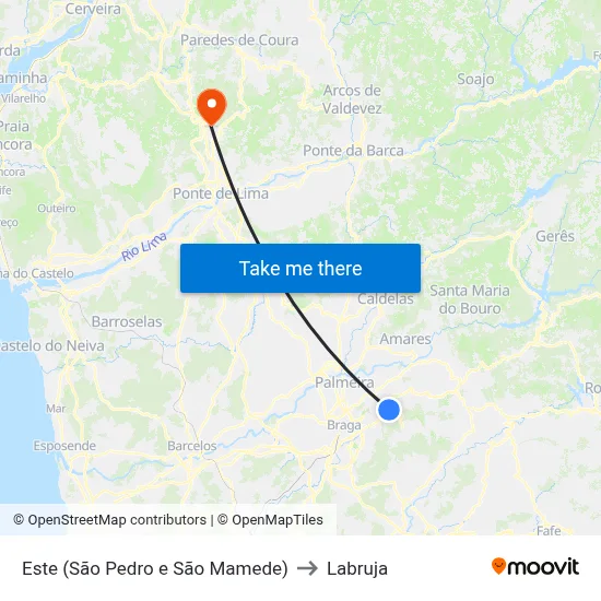 Este (São Pedro e São Mamede) to Labruja map