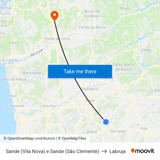 Sande (Vila Nova) e Sande (São Clemente) to Labruja map