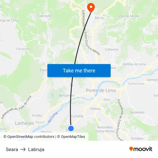 Seara to Labruja map