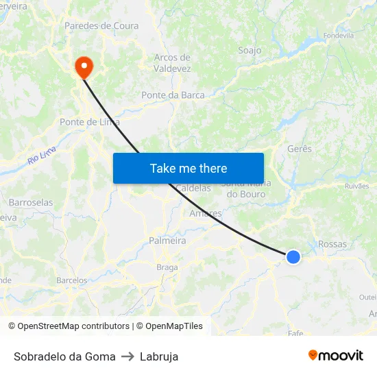 Sobradelo da Goma to Labruja map