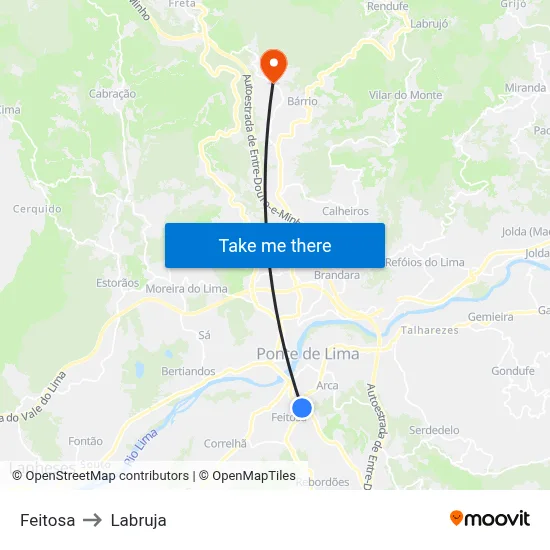 Feitosa to Labruja map
