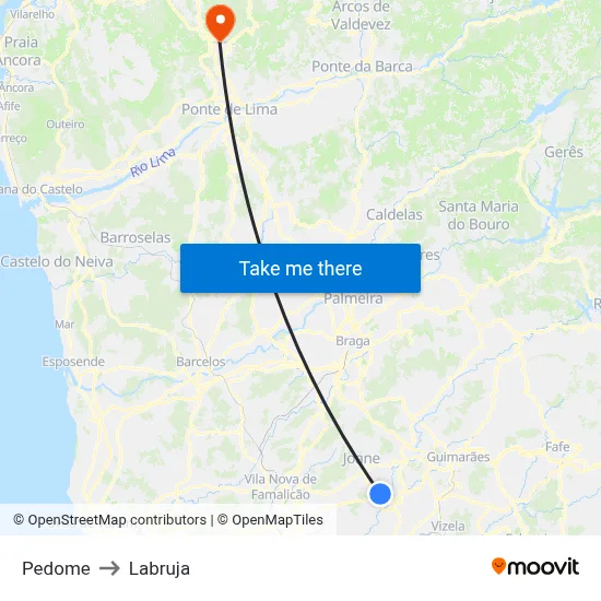 Pedome to Labruja map
