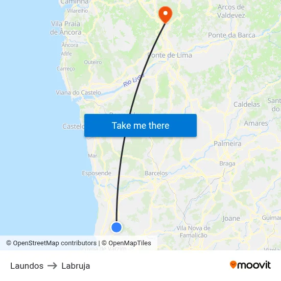 Laundos to Labruja map