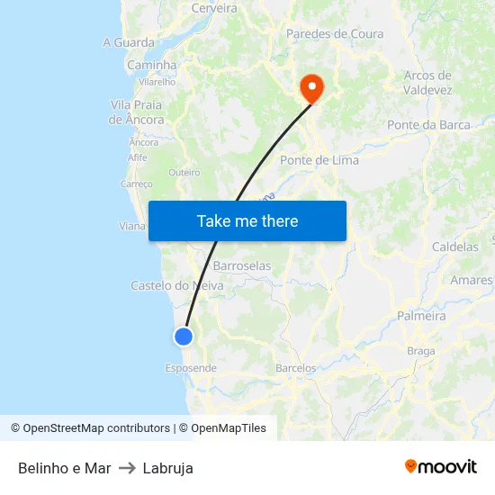 Belinho e Mar to Labruja map