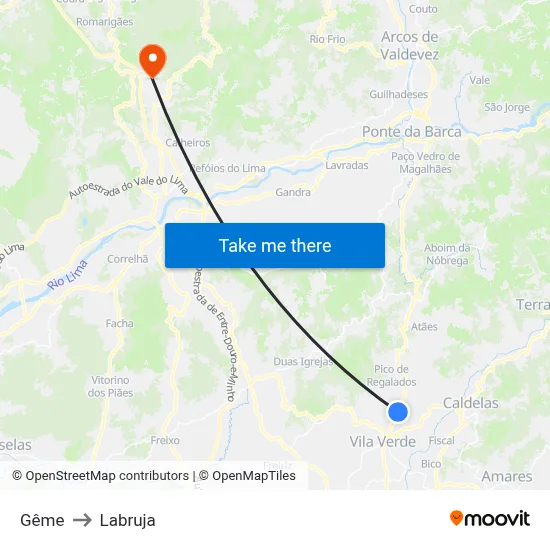 Gême to Labruja map