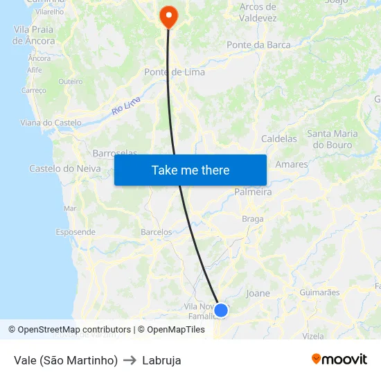 Vale (São Martinho) to Labruja map