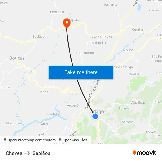 Chaves to Sapiãos map