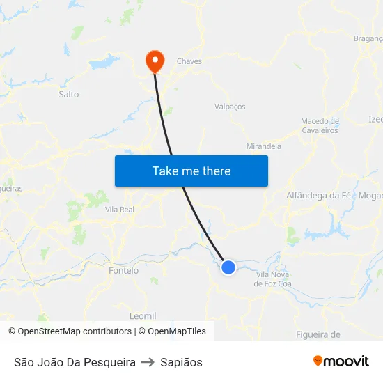 São João Da Pesqueira to Sapiãos map