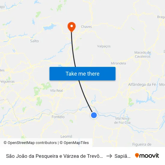 São João da Pesqueira e Várzea de Trevões to Sapiãos map