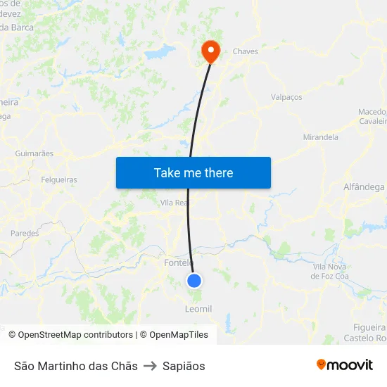 São Martinho das Chãs to Sapiãos map