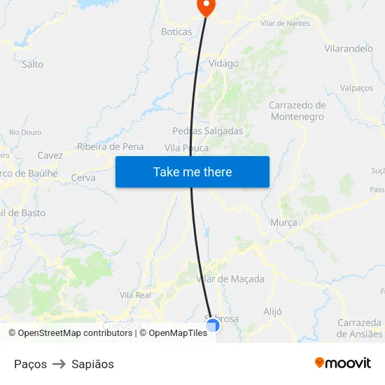 Paços to Sapiãos map