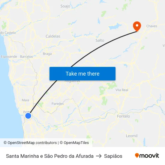 Santa Marinha e São Pedro da Afurada to Sapiãos map