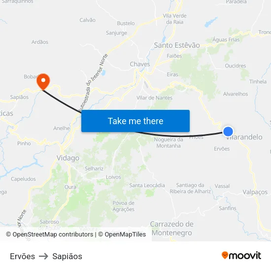 Ervões to Sapiãos map