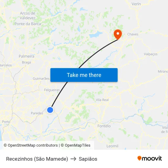 Recezinhos (São Mamede) to Sapiãos map