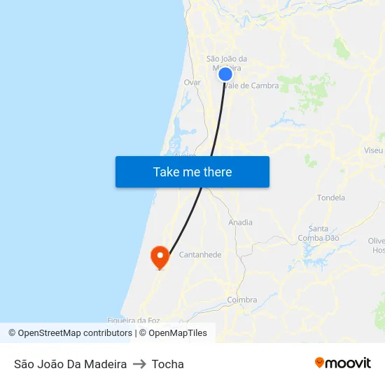 São João Da Madeira to Tocha map