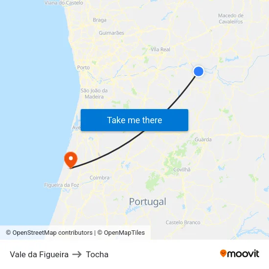 Vale da Figueira to Tocha map