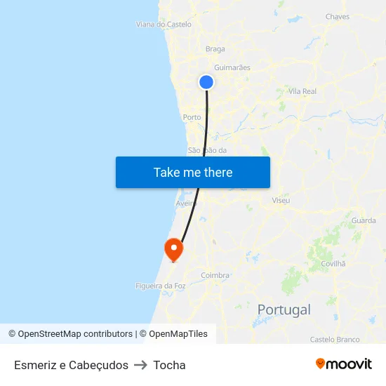 Esmeriz e Cabeçudos to Tocha map