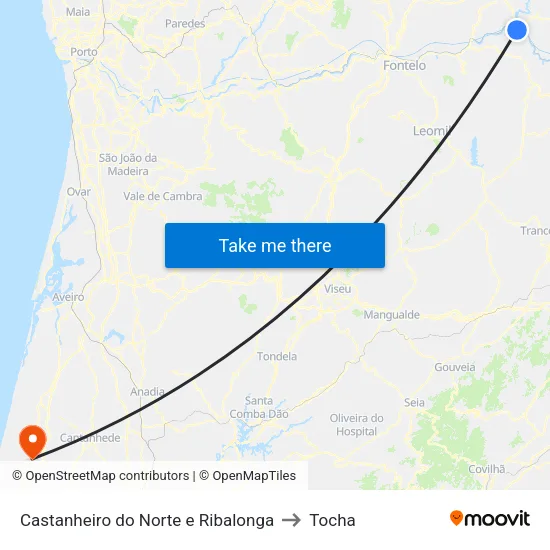 Castanheiro do Norte e Ribalonga to Tocha map