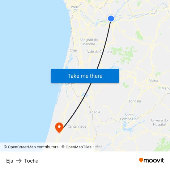 Eja to Tocha map