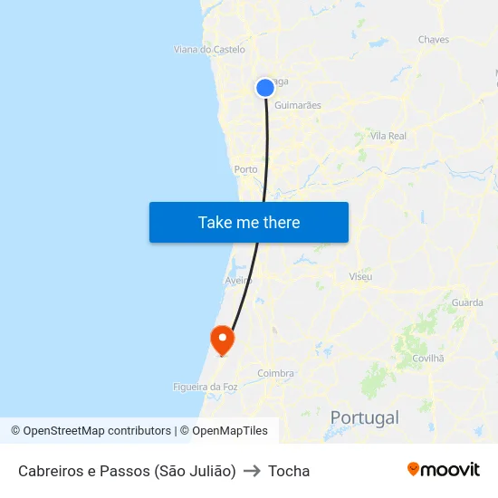 Cabreiros e Passos (São Julião) to Tocha map