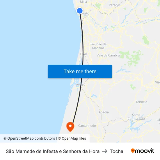 São Mamede de Infesta e Senhora da Hora to Tocha map