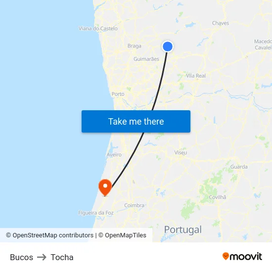 Bucos to Tocha map