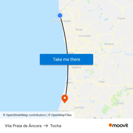 Vila Praia de Âncora to Tocha map