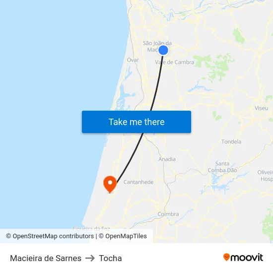 Macieira de Sarnes to Tocha map