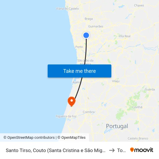 Santo Tirso, Couto (Santa Cristina e São Miguel) e Burgães to Tocha map