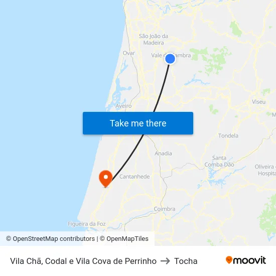 Vila Chã, Codal e Vila Cova de Perrinho to Tocha map