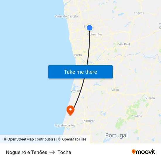 Nogueiró e Tenões to Tocha map