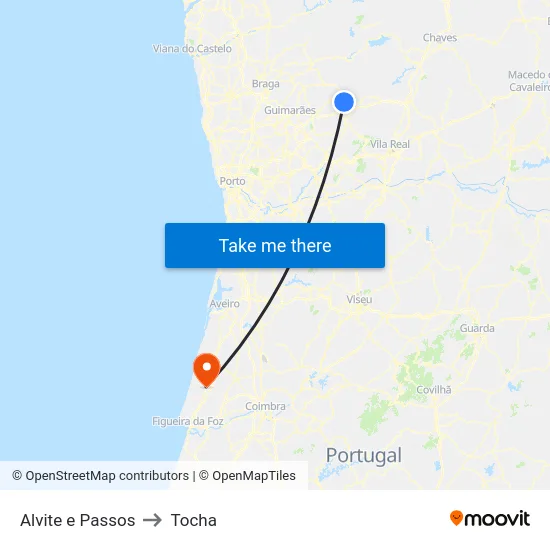 Alvite e Passos to Tocha map