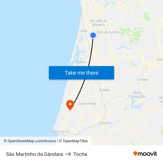 São Martinho da Gândara to Tocha map