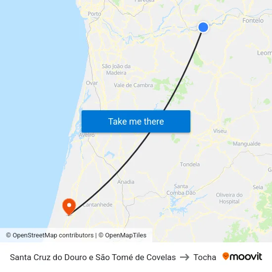 Santa Cruz do Douro e São Tomé de Covelas to Tocha map
