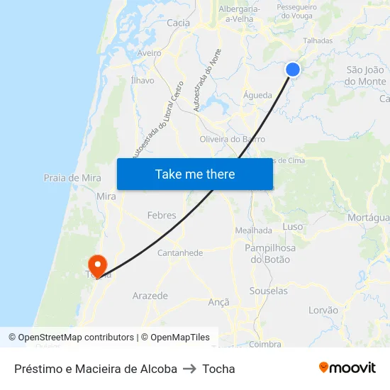 Préstimo e Macieira de Alcoba to Tocha map