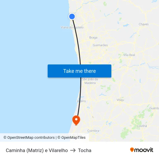 Caminha (Matriz) e Vilarelho to Tocha map