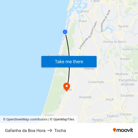 Gafanha da Boa Hora to Tocha map