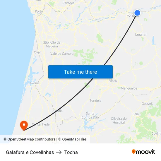 Galafura e Covelinhas to Tocha map