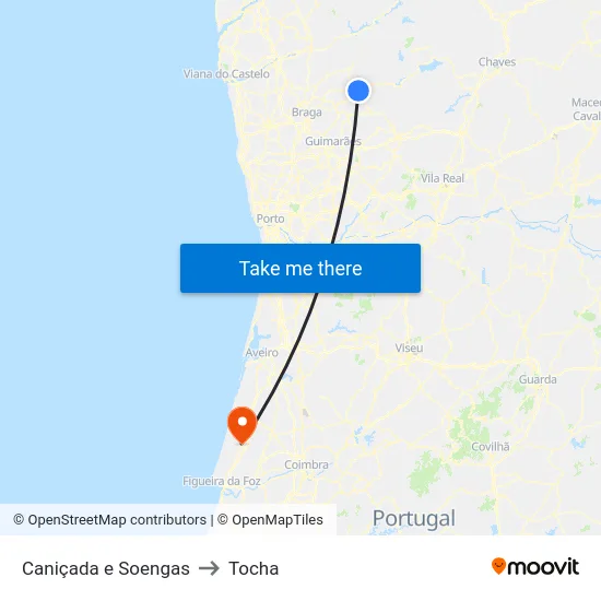 Caniçada e Soengas to Tocha map